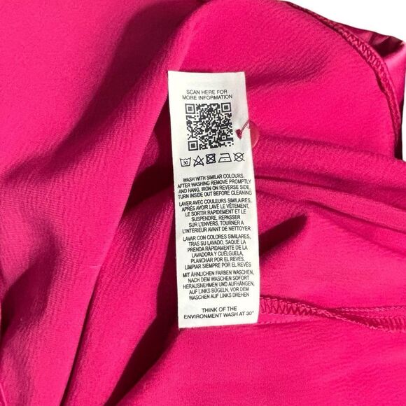 ASOS DESIGN Hot Pink Satin Shirt Dress Shoulder Pads NWOT Size 12  4 0438 - Picture 8 of 11